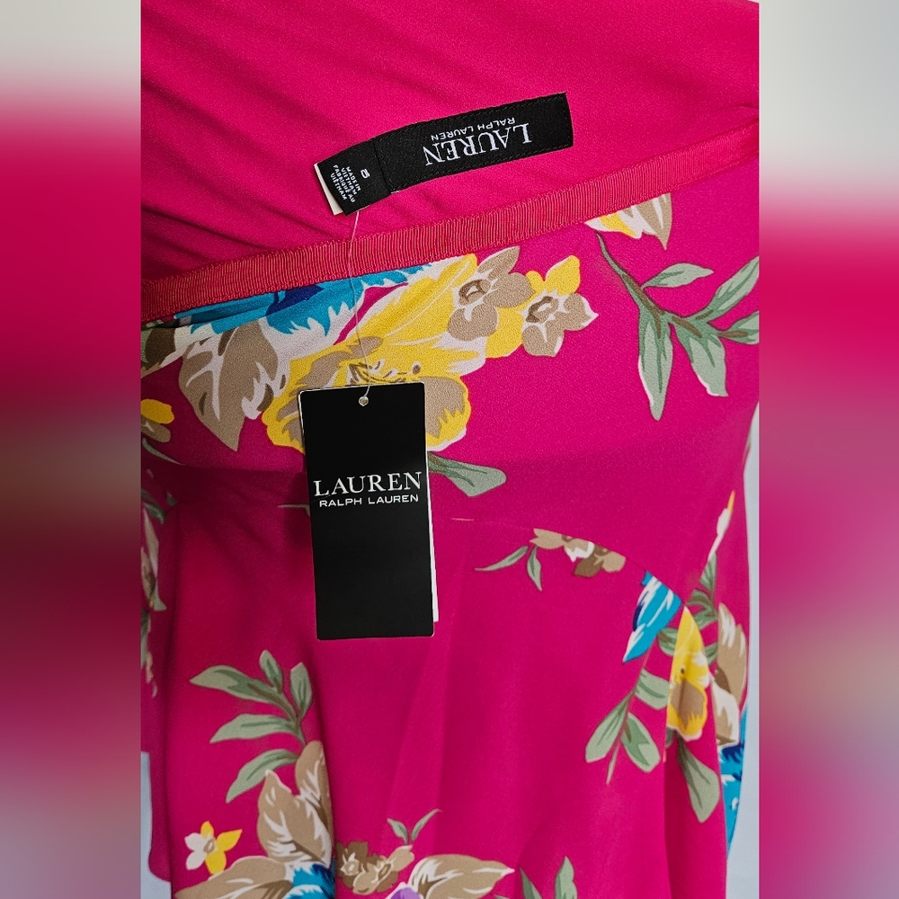 Lauren Ralph Lauren Floral Midi Skirt in Fuchsia NWT - Picture 3 of 9